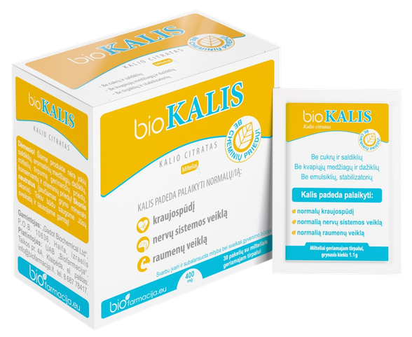 BIOFARMACIJA Biokālijs 400 mg pulveris, 30 gab.
