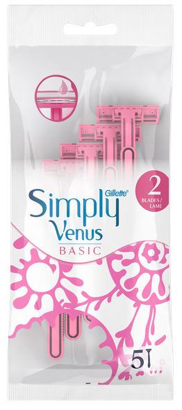 GILLETTE Venus Simply Basic 2 vienreizlietojamie skuvekļi, 5 gab.