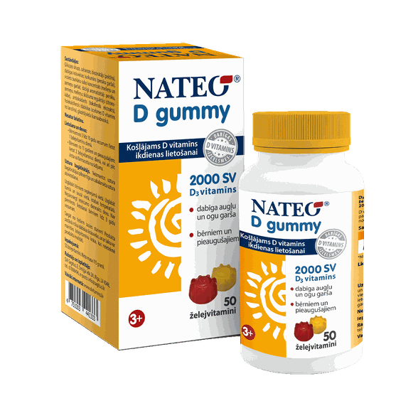 NATEO D Gummy 2000 SV gummy vitamins, 50 pcs.
