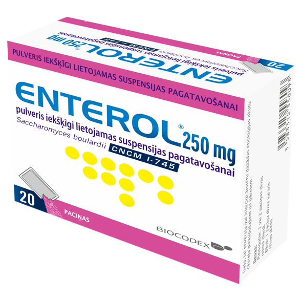 ENTEROL 250 mg iekšķīgi lietojamas suspensijas pagatavošanai pulveris, 20 gab.