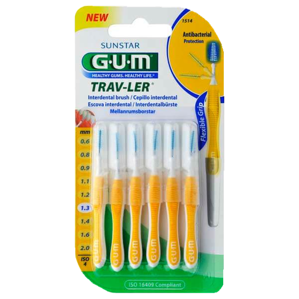 GUM Trav-Ler 1,3 mm zobstarpu birstīte, 6 gab.