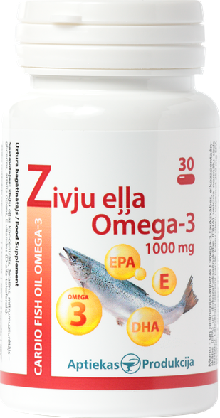 APTIEKAS PRODUKCIJA Cardio Fish Oil Omega-3 1000 mg capsules, 30 pcs.