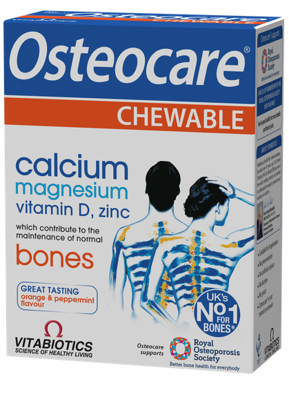 OSTEOCARE Calcium Magnesium Vitamin D Zinc košļājamās tabletes, 30 gab.