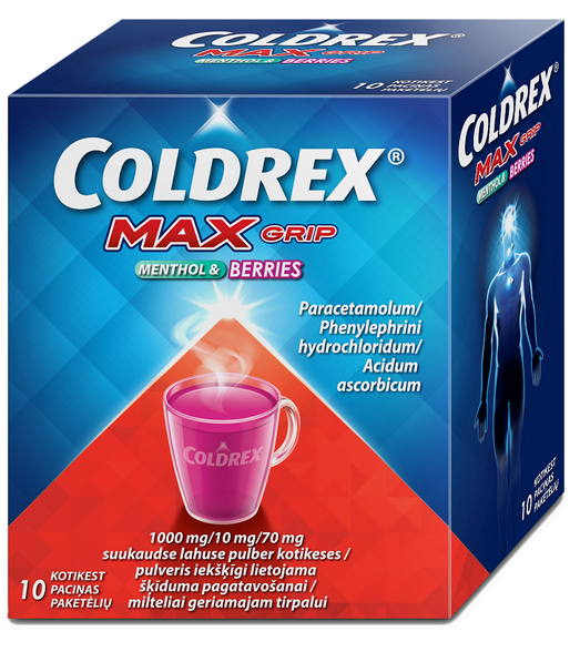 COLDREX  MaxGrip Menthol & Berries для перорального раствора порошок, 10 шт.