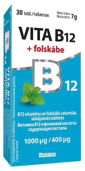 VITA B12 + folic acid 1000 µg /400 µg lozenges, 30 pcs.
