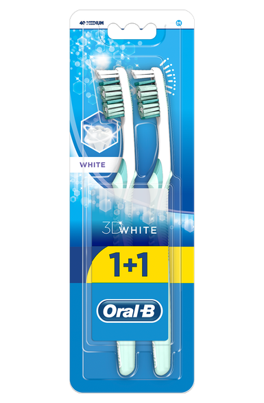ORAL-B 3D White 40 Medium zobu birste, 2 gab.