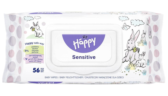 HAPPY   Sensitive wet wipes, 56 pcs.