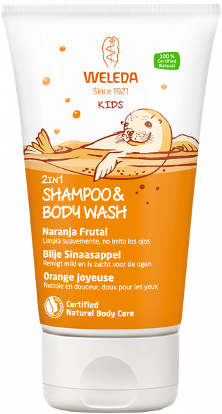 WELEDA Kids Happy Orange šampūns un mazgāšanās līdzeklis, 150 ml