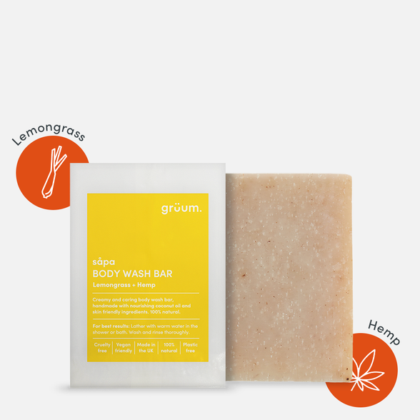 GRUUM Sapa Zero Plastic - Lemongrass & Hemp soap, 95 g