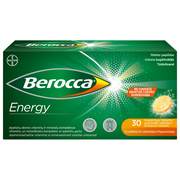 BEROCCA Energy putojošās tabletes, 30 gab.