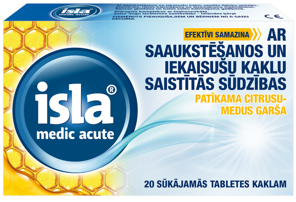 ISLA Medic Acute Ar Citrusu-Medus Garšu sūkājamās tabletes, 20 gab.