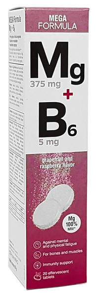 MEGA Formula Mg+B6 putojošās tabletes, 20 gab.