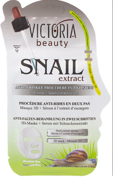 VICTORIA BEAUTY 3D mask + serum with snail extract two-stage facial treatment, 1 pcs.