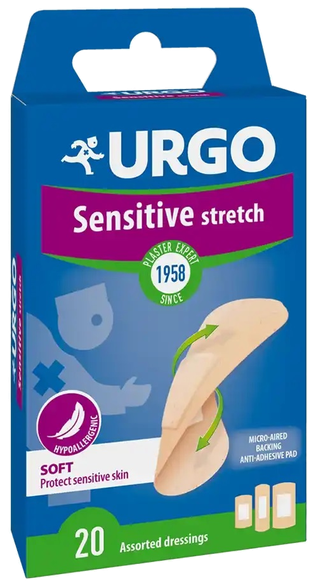URGO  Sensitive Stretch elastīgs plāksteris, 20 gab.