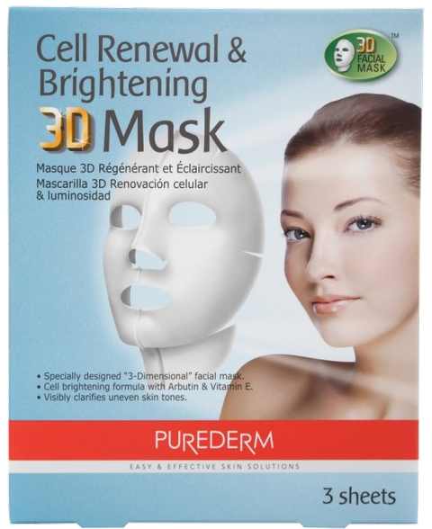 PUREDERM Cell Renewal & Brightening 3D facial mask, 3 pcs.