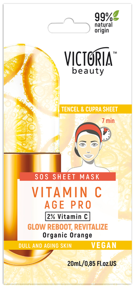 VICTORIA BEAUTY Age Pro Vitamin C Тканевая маска для лица, 20 мл