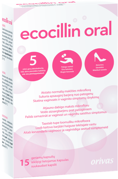 ECOCILLIN  Oral kapsulas, 15 gab.