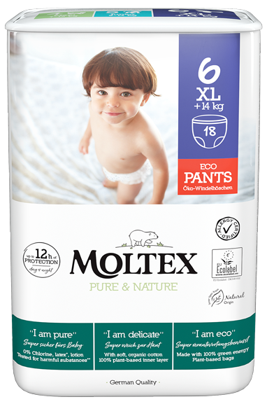 MOLTEX Eco Pure & Nature 6 XL (14 kg +) nappy pants, 18 pcs.