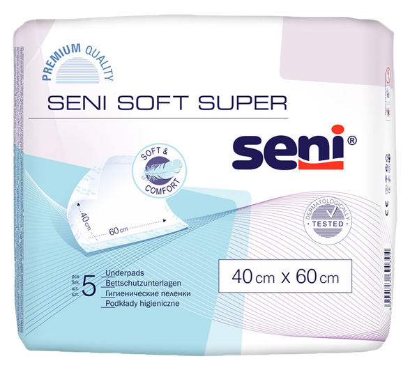 SENI Soft Super 40 x 60 cm absorbent bed pad, 5 pcs.