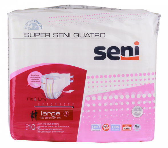 SENI Super Quatro Large diapers, 10 pcs.