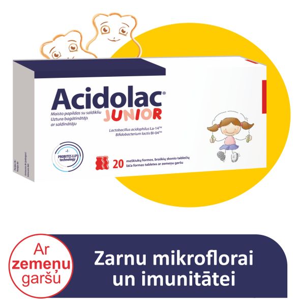 ACIDOLAC Junior со вкусом клубники жевательные таблетки, 20 шт.