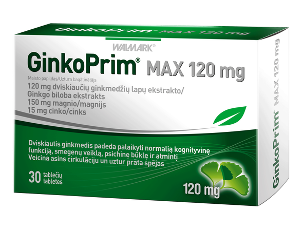 GINKOPRIM   MAX 120 mg tabletes, 30 gab.