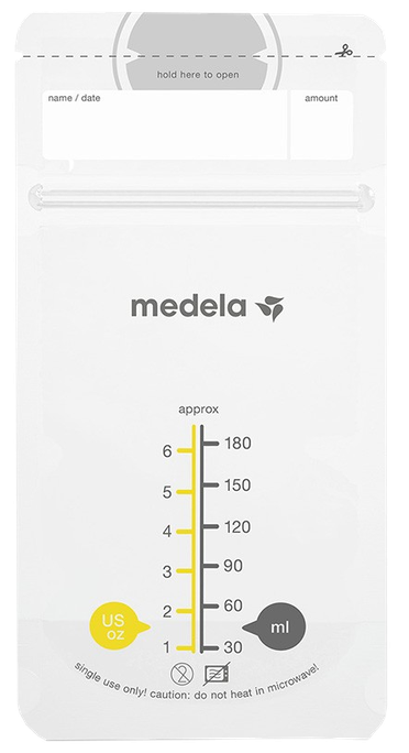 MEDELA 180 ml krūts piena uzglabāšanas maisiņi, 25 gab. - 2