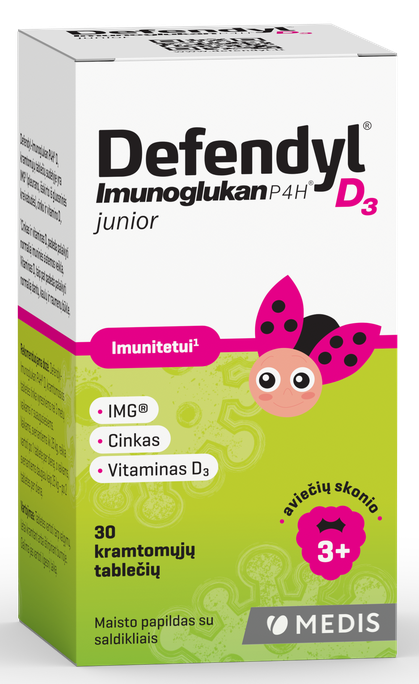 DEFENDYL Imunoglukan P4H D3 Junior košļājamās tabletes, 30 gab. - 1