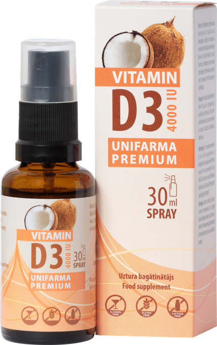 UNIFARMA PREMIUM D3 vitamīns 4000 SV sprejs, 30 - 1