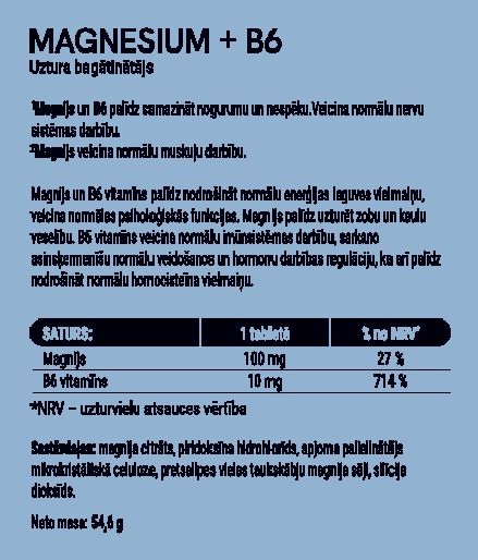 ELITE Magnesium+ B6 tabletes, 60 gab. - 2