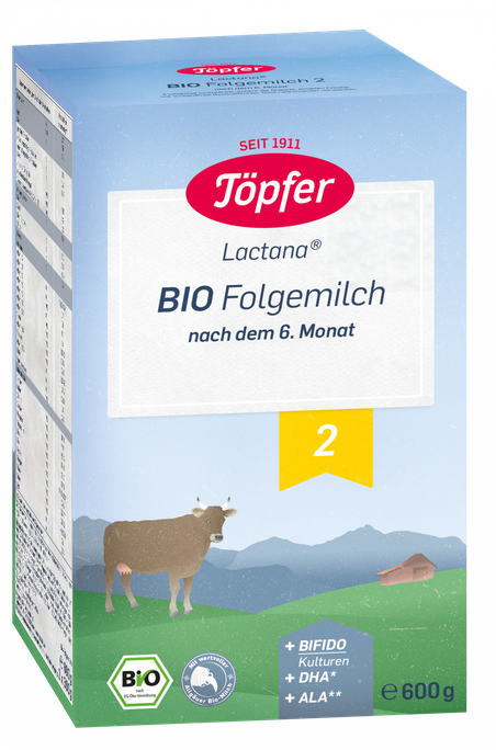 TOPFER Lactana Bio 2 no 6 mēnešu vecuma ekoloģisks piena maisījums, 600 g - 1
