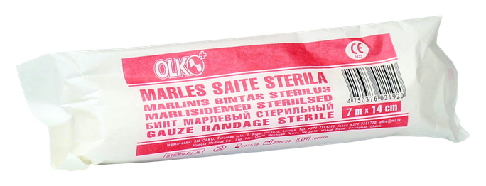 OLKO sterila 14cm x 7m marles saite, 1 gab. - 1