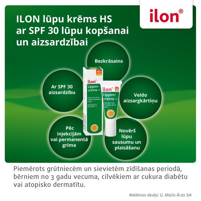 ILON HS SPF 30 lūpu krēms, 10 ml - 3