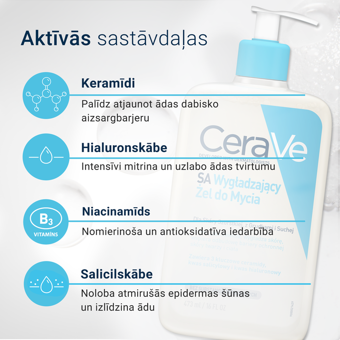 CERAVE SA Smoothing mazgāšanās želeja, 473 ml - 4