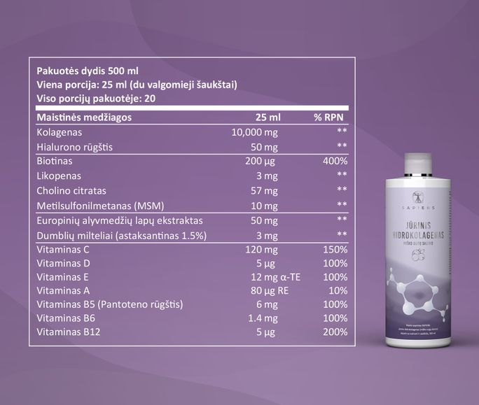 SAPIENS Jūrinis Hidrokolagenas (miško uogų sk.) skystis, 500 ml - 3