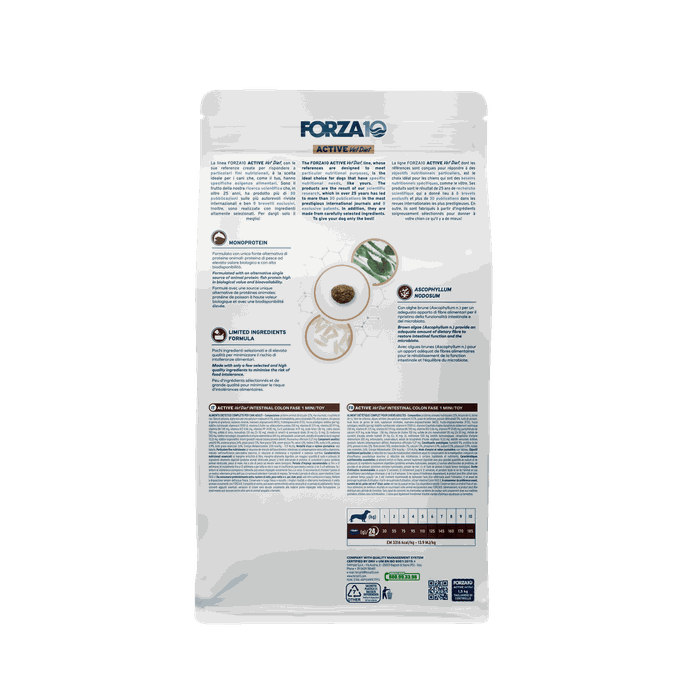 FORZA10 Active Vetdiet Intestinal Colon Fase 1 Mini/Toy, Suņiem sausā barība, 1.5 kg - 2
