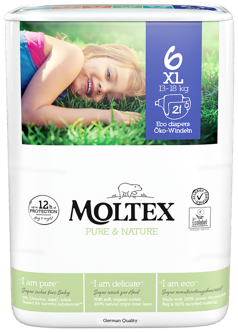 MOLTEX Eco Pure & Nature 6 XL (13-18 kg) autiņbiksītes, 21 gab. - 1