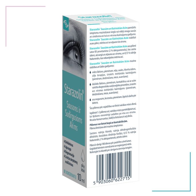 STARAZOLIN Sausām Un Kairinātām Acīm pilieni, 10 ml - 2