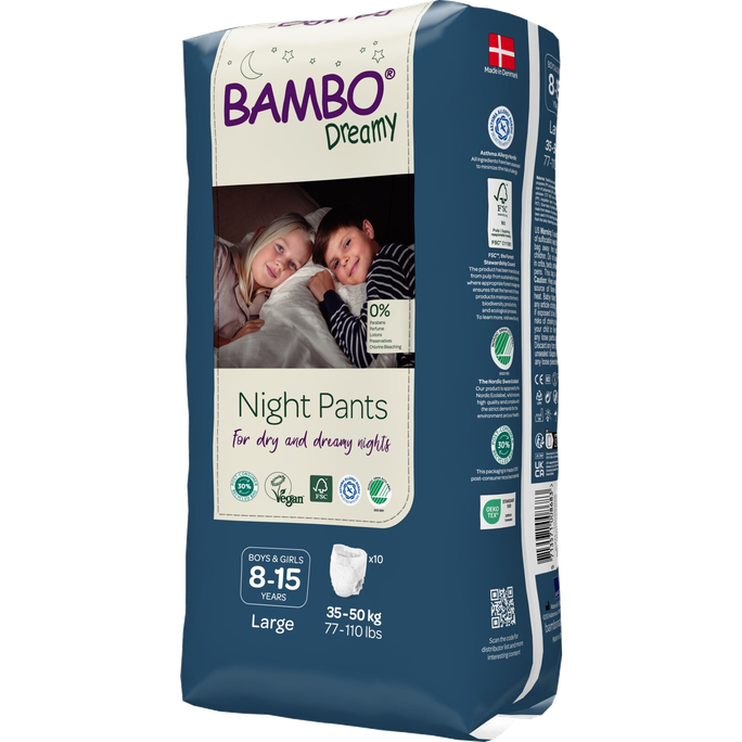 BAMBO Nature Dreamy Night Pants, 8-15 gadi, 35-50 kg biksītes, 10 gab. - 1