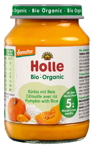 HOLLE Ķirbju un rīsu biezenis, 190 g - 1