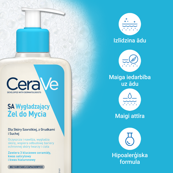 CERAVE SA Smoothing mazgāšanās želeja, 236 ml - 3