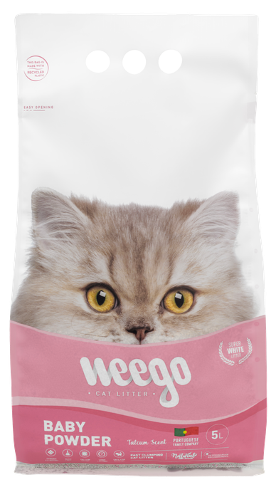 WEEGO Baby Powder cementējošās smiltis kaķiem, 5 L - 1