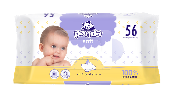 HAPPY Panda Soft drėgnos servetėlės, 56 vnt. - 1