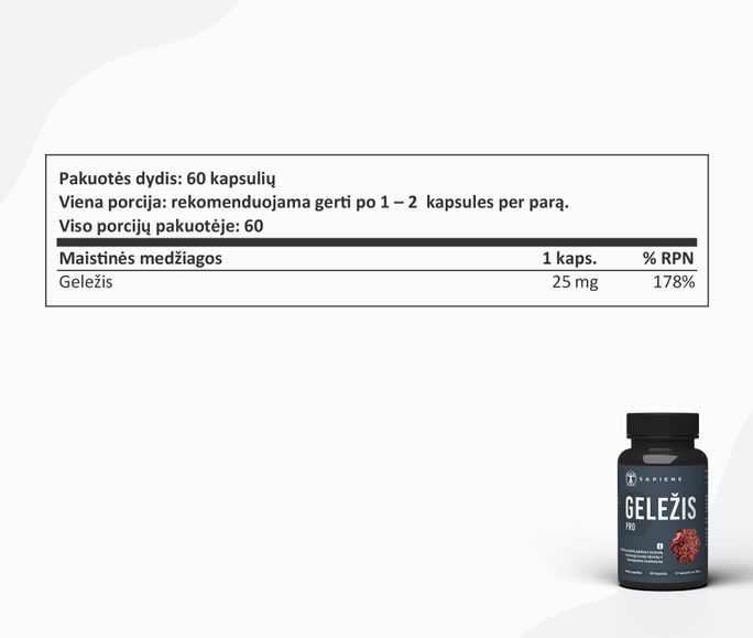 SAPIENS Iron PRO kapsulės, 60 vnt. - 2