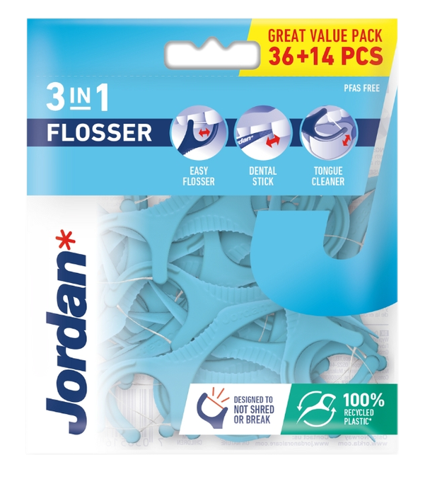 JORDAN 3-in-1 Flosser zobu diegs, 36 gab. - 1