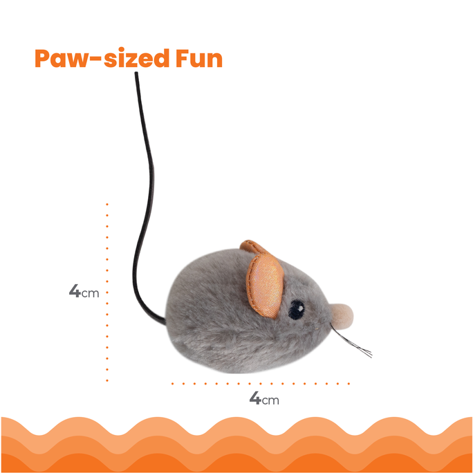 CATSTAGES Squeak Squeak Mouse, Pelēka rotaļlieta, 1 gab. - 3