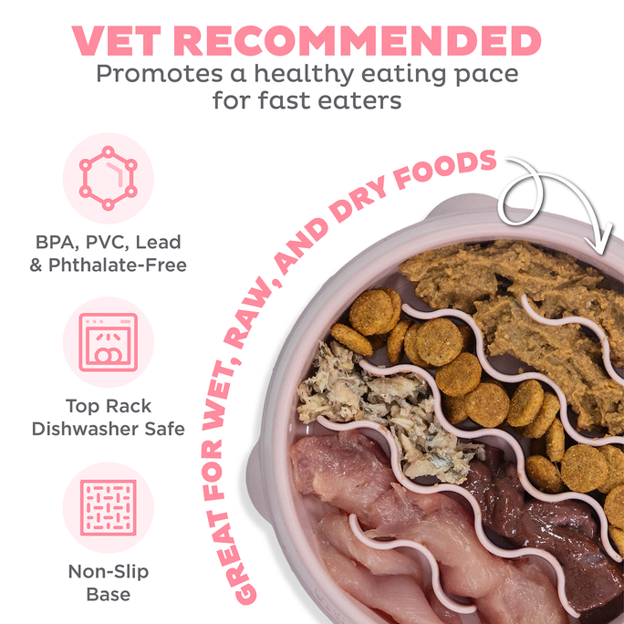OUTWARD HOUND Fun Feeder Wave, Rozā, S, Lēnēšanas bļoda, 1 gab. - 2
