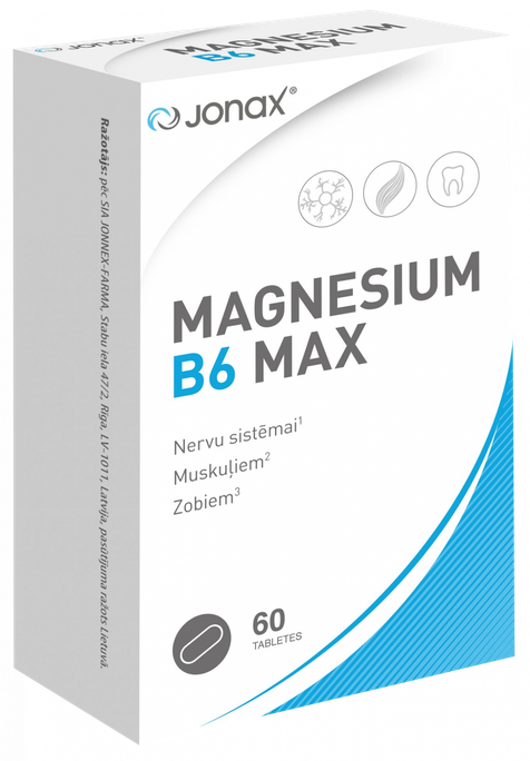 JONAX Magnesium B6 Max tabletes, 60 gab. - 1