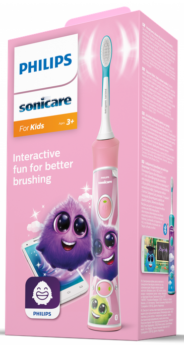 PHILIPS Sonicare KIDS (rozā) HX6352/42 elektriskā zobu birste, 1 gab. - 1