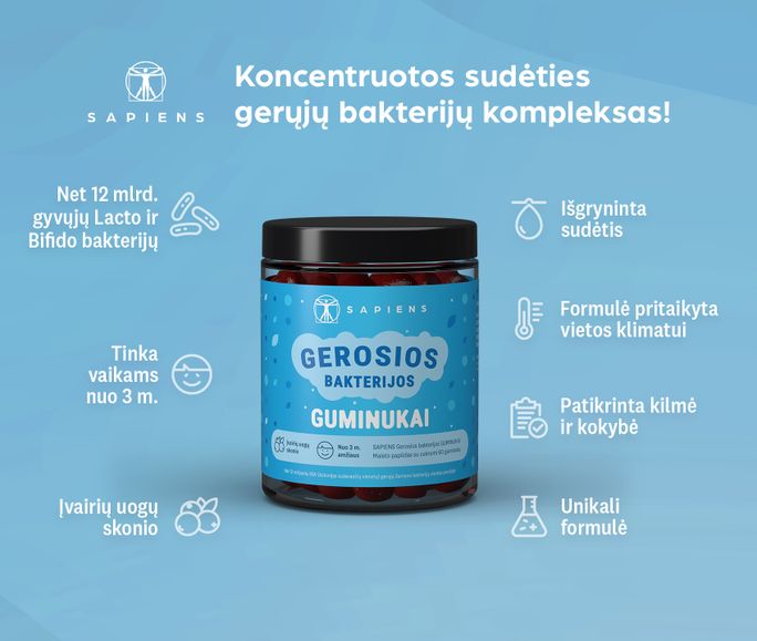 SAPIENS Gerosios Bakterijos guminukai, 60 vnt. - 2